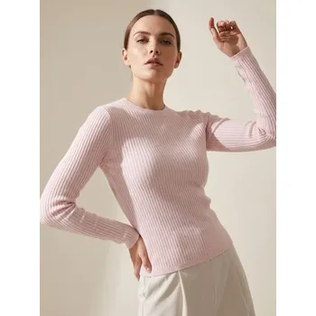 Dámský svetr Sinsay - Klasický žebrovaný svetr - růžová - 651IJ-30X - 651IJ-30X-XL