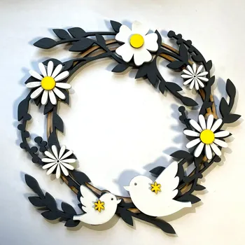 Věnec Věnec 30 cm skládaný s bílými květinami – tmavě šedý, 3 varianty Nápis: Vítejte