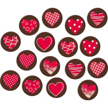 Čokoláda Günthart Hnědá kolečka s červeným srdcem 16ks