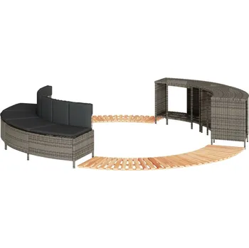 Obruba k vířivce šedá polyratan a masivní akáciové dřevo - 8721102434914