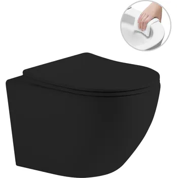 Toaletní stolek CERANO - Kompletní podomítkový WC set Verde - černá matná - WC tlačítko Line, chrom - k zazdění - 49x36 cm