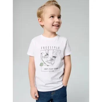 Dětská móda Sinsay - Bavlněné oversize tričko s potiskem - bílá - 707DN-00X - 707DN-00X-122