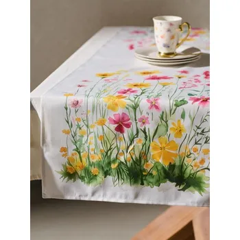 ubrus Sinsay - Běhoun na stůl s květinovým motivem - bílá - 926IK-00X - 926IK-00X-ONE