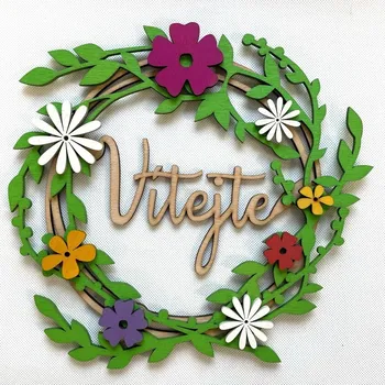 Obraz Dřevěný věnec 30 cm vrstvený + květiny barevný, 3 varianty Nápis: Bez nápisu
