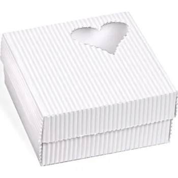 Dárková krabička Krabička malá dno + víko, bílá, motiv SRDCE v rohu