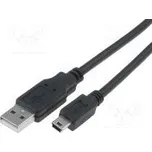 Kabel USB 2.0 USB A vidlice, USB B mini vidlice niklovaný 5m