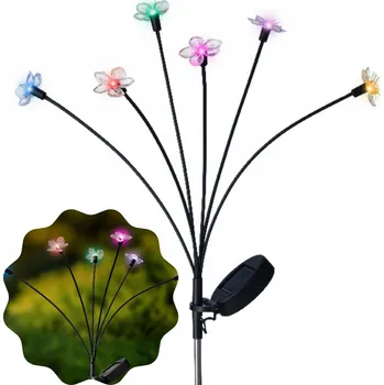 Venkovní osvětlení SOLÁRNÍ SVĚTLA květy barevné 6 x solární světýlka kvítky výška 70 cm LUMINEO