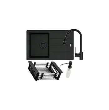 Granitový dřez Jednokomorový dřez Franke BFG Basis, černý křemen