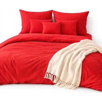 Povlečení Povlečení 160x200 Mikrovlákno + 2 Povlaky na polštáře Sada na zip – červené