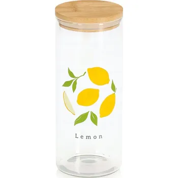 Sklenice Zavařovací Sklenice na uskladnění Lemon s bambusovým víčkem, 1150 ml