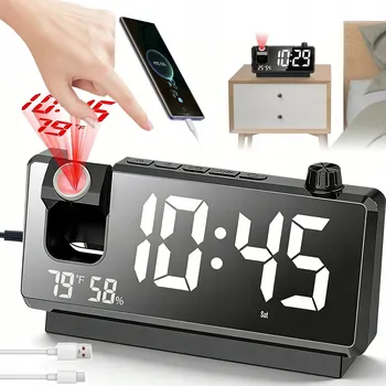 Budík HODINY DIGITÁLNÍ LED DIGITÁLNÍ BUDÍK S PROJEKTOREM TEPLOMĚR DO DOMÁCNOSTI KANCELÁŘE 4