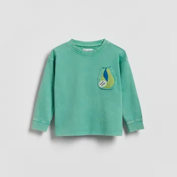 Chlapecké tričko Reserved - Bavlněné tričko s dlouhými rukávy - svěží zelená - 032IT-76X - 032IT-76X-104