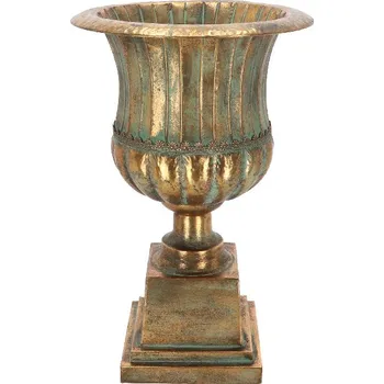 Váza Váza francouzská AGED METAL, kov, zlatá/tyrkys patina, pr.36x57cm|Esschert Design