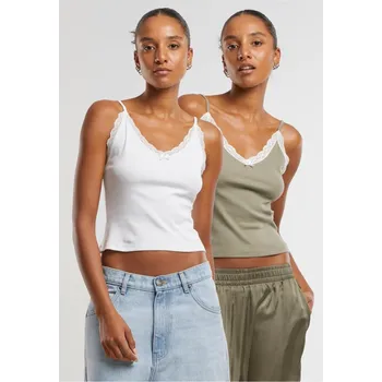 Podprsenka Ladies V-Neck Lace Top 2-Pack - paleolive+offwhite 5XL