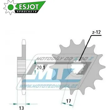Řetězová sada pro motocykl Kolečko řetězové (pastorek) TM126-14zubů ESJOT 50-32105-14 - TM EN125 + MX125 / 13-24 95-TM125EW-14