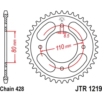 Řetězová sada pro motocykl Řetězová rozeta JT JTR 1219-41 41 zubů, 428 JTR1219.48