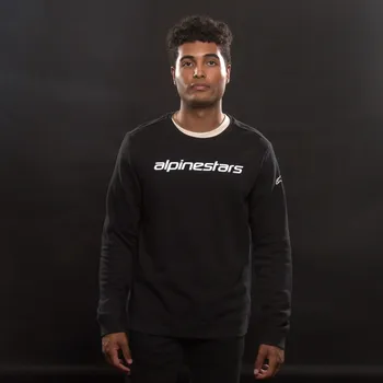 Pánské oblečení mikina LINEAR CREW FLEECE, ALPINESTARS (černá/bílá, vel. 2XL) (Velikost: S) 1212-51324-1020