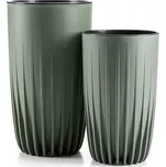 PLASTOVÝ KVĚTINÁČ STRIPPED SADA 2KS 25X42 CM+30X51,5 CM ZELENÁ