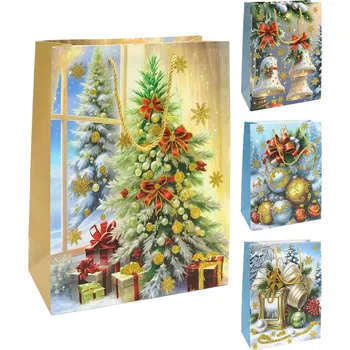 Dárková taška Vánoční dárková taška, velikost M 26 x 10,5 x 32 cm (mix 4 vzorů)