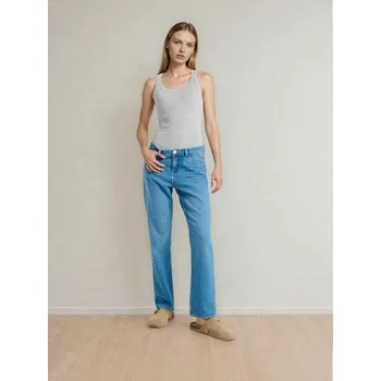 Sinsay - Džíny straight leg s push-up efektem a efektem praní - modrá - 235HC-55J - 235HC-55J-42