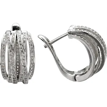 Souprava šperků B-TOP Elegantní kruhové náušnice s kříženým designem a zirkony ve stříbrném tónu