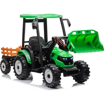 Dětské elektrovozidlo LEAN CARS Hercules bateriový traktor s přívěsem, zelený 24V