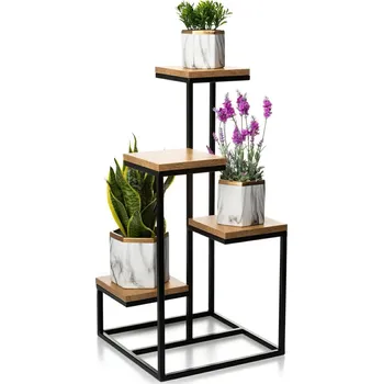 Stojan na květiny STOJAN NA KVĚTINÁČ KASKADA 79X40X40 CM ČERNÁ/HNĚDÁ