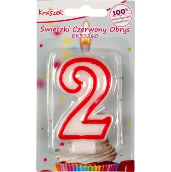 Dortová svíčka Svíčka Červený Obrys "2"