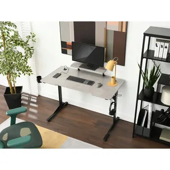 Obdélníkový psací stůl Mebel-Partner 131 x 60 x 91 cm, beton/černá