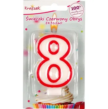 Dortová svíčka Svíčka Červený Obrys "8"