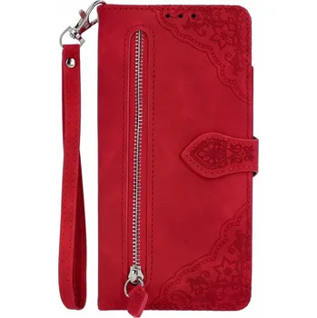 Pouzdro na mobilní telefon Pouzdro Xiaomi Redmi Note 14 Pro 5G knížkové se zipem červené (kryt neboli obal na Xiaomi Redmi Note 14 Pro 5G)