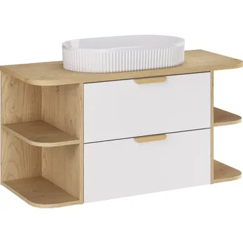 Koupelnový nábytek Comad Koupelnová skříňka s deskovými umyvadly set Aster White 100 bílá/dub cremona