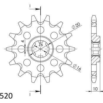 Řetězová sada pro motocykl Řetězové kolečko SUPERSPROX CST-411:14 14 zubů, 520 HUSQVARNA SM 125 S 1999-2013