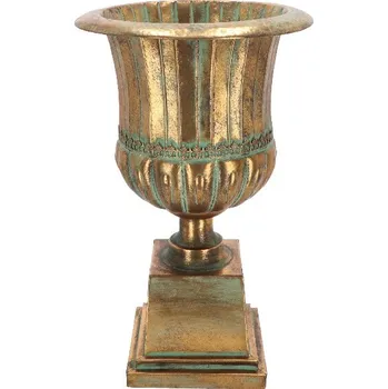 Váza Váza francouzská AGED METAL, kov, zlatá/tyrkys patina, pr.40x65cm|Esschert Design