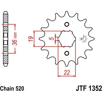 Řetězová sada pro motocykl Řetězové kolečko JT JTF 1352-14 14 zubů, 520 JTF1352.14