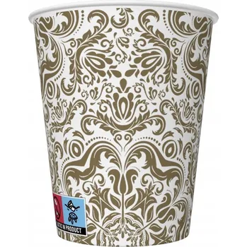 Party nádobí Papírové kelímky kelímky se zlatým ornamentem / 8 kusů