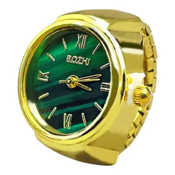 Prsten Dámský prstýnek hodinky 8 x 22 mm Nastavitelný čas Zelený ciferník Reálné hodiny na prst Slitina kovů a sklo Stylový módní doplněk zlatá