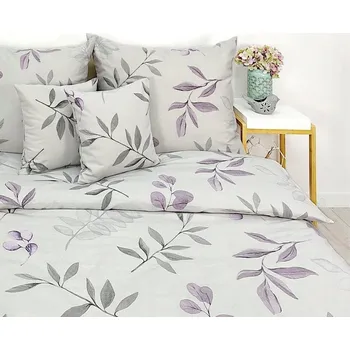 Povlečení Povlečení flanela 100% bavlna listy fialové na šedé 4554D 160x200
