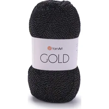 Yarn Art příze Gold 9034 černá s barevnou nitkou