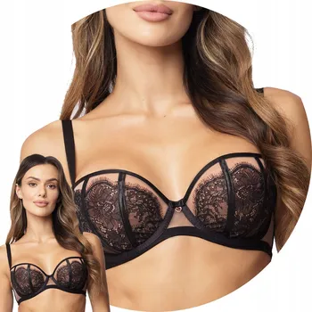 Dámské spodní prádlo Vivisence 1069 černá krajková podprsenka balkonetka s měkkými košíčky, velikost 80G SOFT