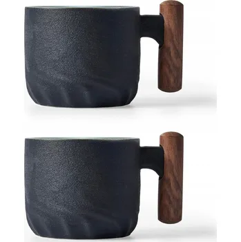 Keramické šálky na espresso, černé, 70 ml - sada 2 ks