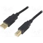 Kabel USB 2.0 USB A vidlice, USB B vidlice zlacený 5m černá