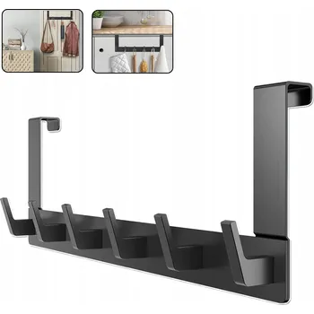 Věšák ČERNÝ VĚŠÁK NA DVEŘE BEZ VRTÁNÍ KOVOVÝ DRŽÁK NA OBLEČENÍ DOMŮ