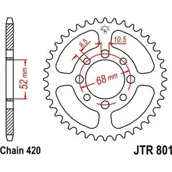 Řetězová sada pro motocykl Řetězová rozeta JT JTR 801-53 53 zubů, 420 KAWASAKI AR 80 1981-1982