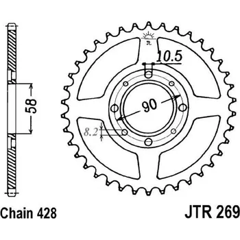 Řetězová sada pro motocykl Řetězová rozeta JT JTR 269-35 35 zubů, 428 DAELIM VT 125 1998-2000