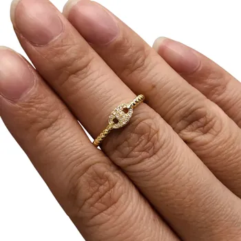 Prsten Luxusní dámský prstýnek 0,5 x 0,7 cm Tvar prasečího rypáku Gravírovaný dekor Propletený vzor Elegantní šperk pro ženy Dárek zlatá