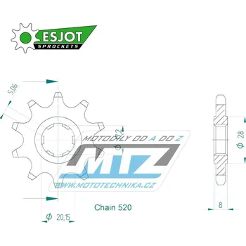 Řetězová sada pro motocykl Kolečko řetězové (pastorek) 32177-10zubů ESJOT 50-32177-10 - Sherco Trial 1.25 + Trial 2.5 + Trial 2.9 + Trial 3.0 / 99-22 + 125 X-Ride / 12-18 + Scorpa SR125+SR250+SR280 / 15-22 + Twenty 125+250+300 50-32177-10