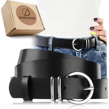 Opasek Kožený Opasek Dámský černý módní z pravé kůže úzký 110 cm