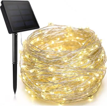 Venkovní osvětlení LED osvětlení PIPE, solární 8 funkcí , 100 světel (teplá bílá) 12m