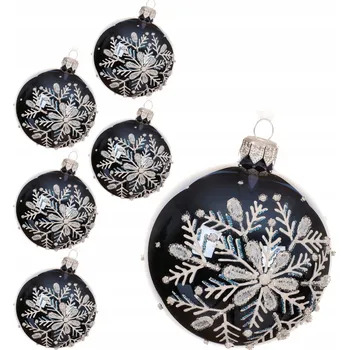 Vánoční dekorace Tmavě Modré Skleněné VÁNOČNÍ OZDOBY NA STROMEČEK 8 cm Matné Ozdoby 6 ks